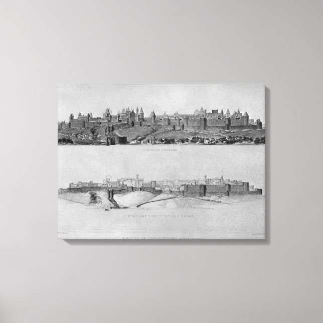 Aussicht von der Westseite auf Carcassonne Leinwanddruck (Vorderseite)