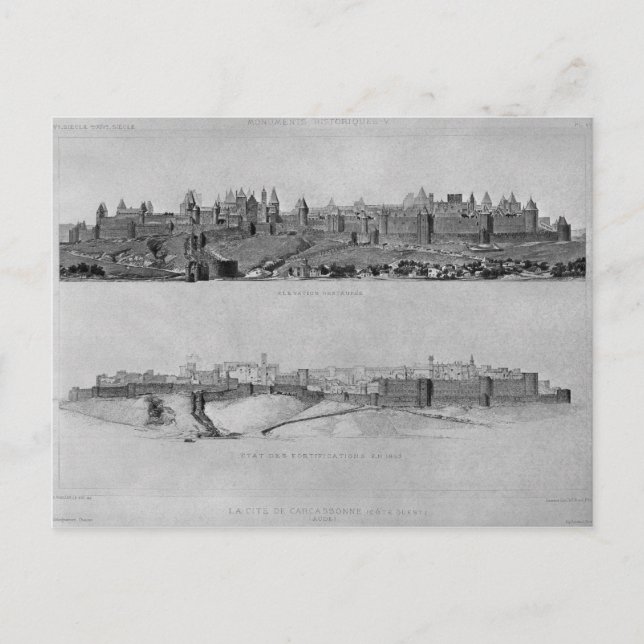 Aussicht von der Westseite auf Carcassonne Postkarte (Vorderseite)