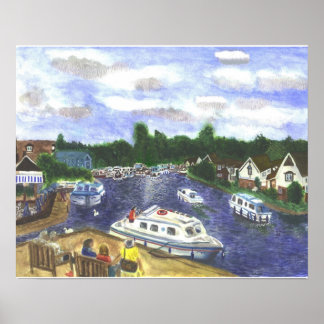 Aussicht von der Wroxham Bridge Norfolk Broads Poster