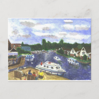 Aussicht von der Wroxham Bridge Norfolk Broads Postkarte