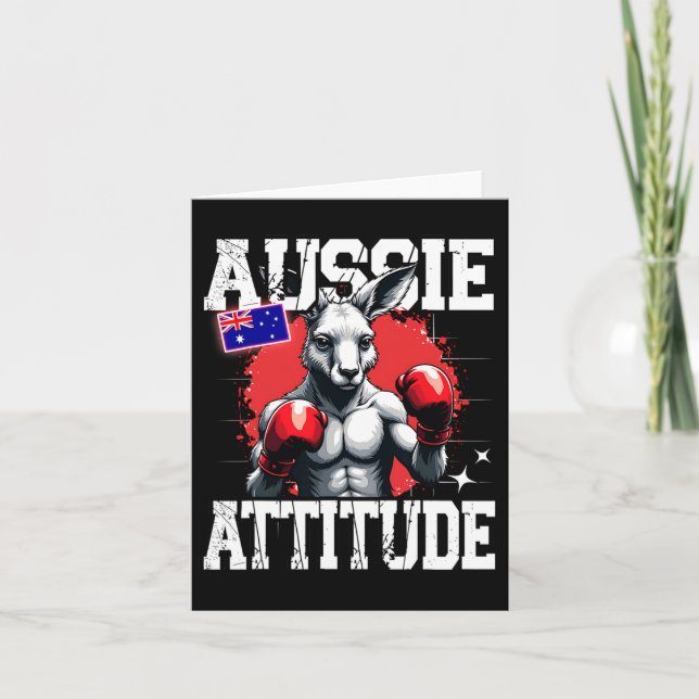 Aussie Attitude Funny Kangaroo Boxing Australia Bo Karte (Vorderseite)