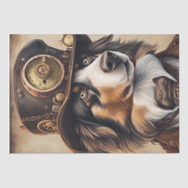 Aussie Aviator: Steampunk Shepherd Decoupage Seidenpapier (Vorderseite)