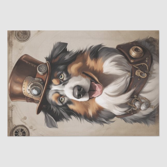 Aussie Aviator: Steampunk Shepherd Decoupage Seidenpapier (Vorderseite)