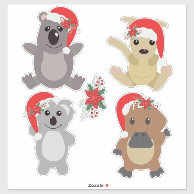 Aussie Christmas Animals Sticker (Blatt)