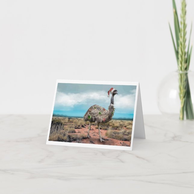 Aussie Christmas Emu Feiertagskarte (Vorderseite)
