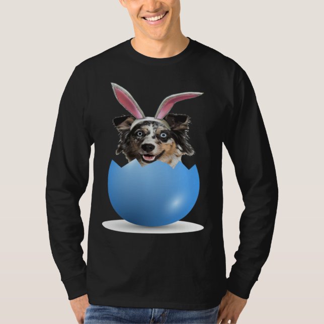 Aussie Dog  Easter Bunny Egg Hunt Australian Sheph T-Shirt (Vorderseite)