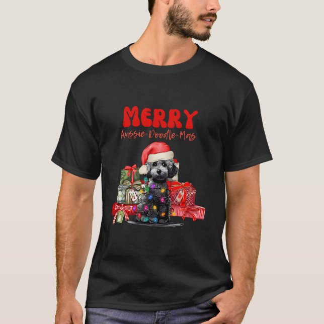 Aussie Doodle Frohe Aussie-Doodle Weihnachten T-Shirt (Vorderseite)