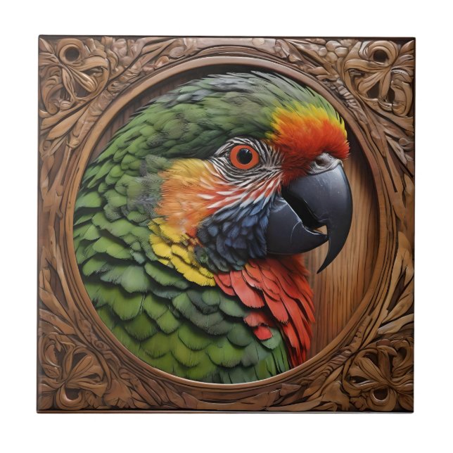 Aussie-Geist: Ein Lorikeet auf geschnitztem Holz Fliese (Vorderseite)