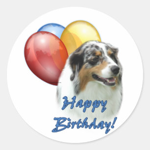 Aussie Happy Birthday Balloons Runder Aufkleber