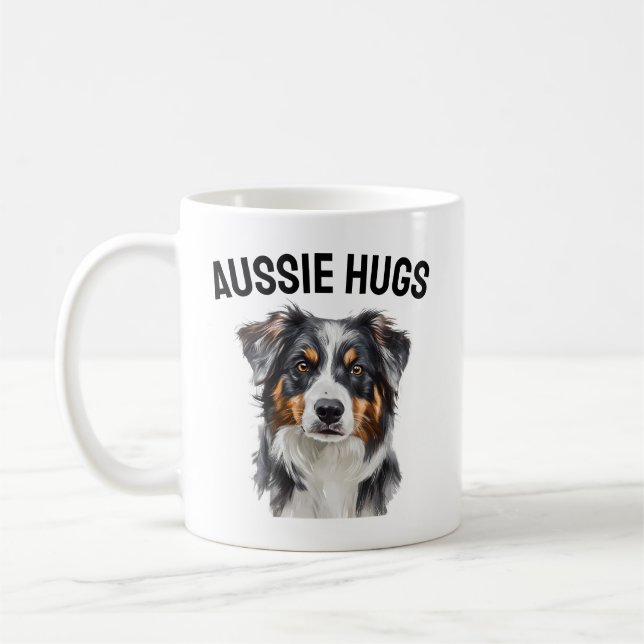 Aussie Hugs Tasse - Love Australian Shepherd Gift (Links)