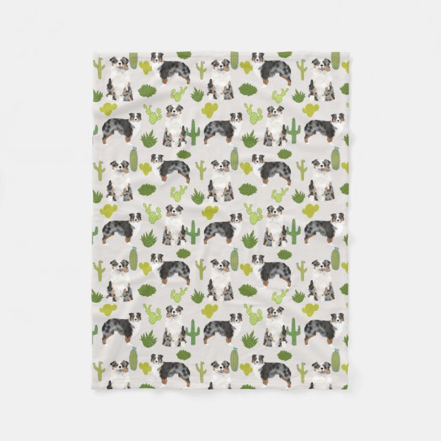 Aussie Hund Cactus Blanket - australischer Hirte Fleecedecke (Vorderseite)