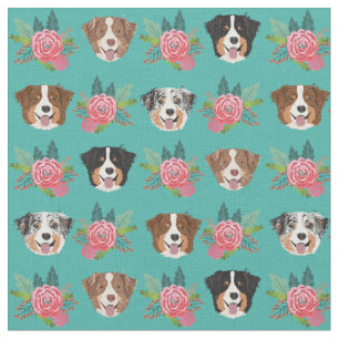 Aussie Hunde und rosa Blüten Stoff