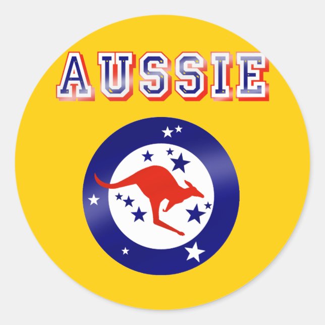 Aussie Kangaroo Flaggenemblem Logo Geschenke Runder Aufkleber (Vorderseite)