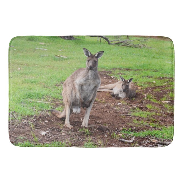 Aussie Kangaroos, Lge Memory Foam Bath Mat Badematte (Vorderseite)