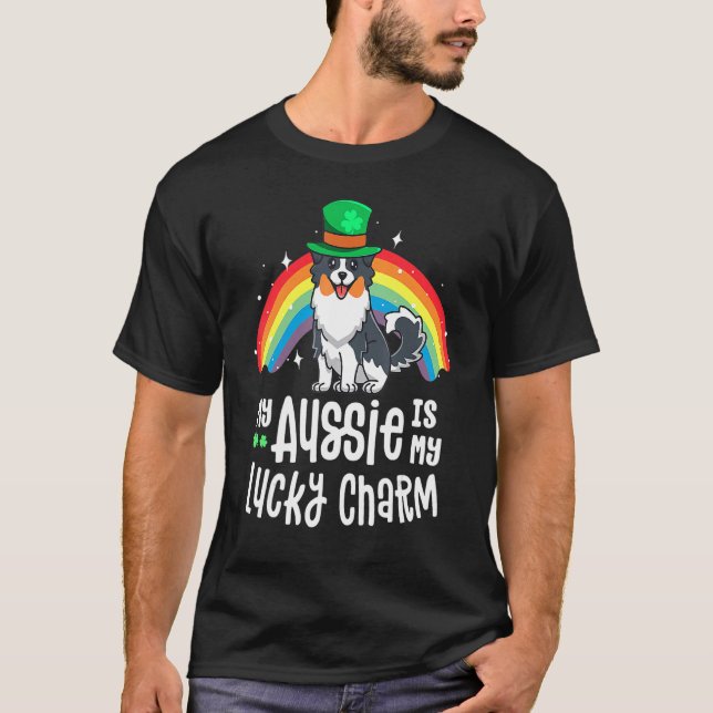Aussie Lucky Charm St Patricks Day Dog Australian  T-Shirt (Vorderseite)