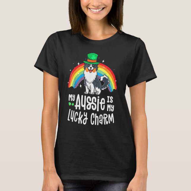Aussie Lucky Charm St Patricks Day Dog Australian  T-Shirt (Vorderseite)