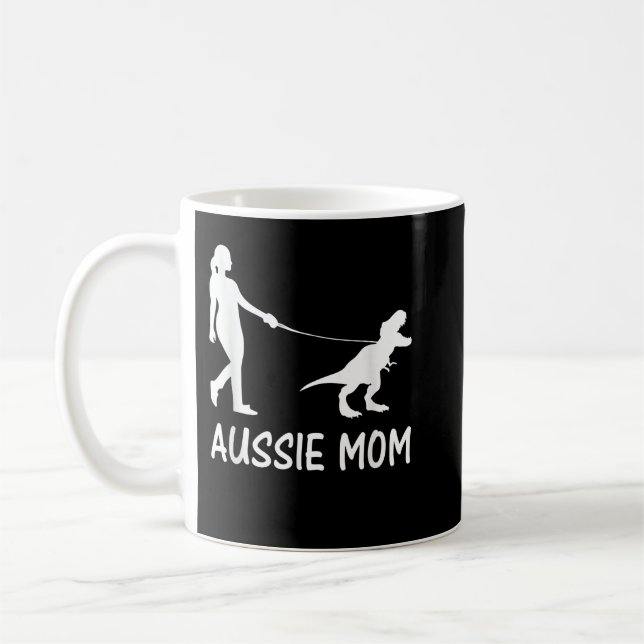 Aussie Mama Australian Shepherd Dog Dinosaur Women Kaffeetasse (Links)