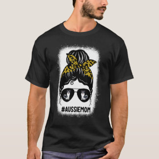 Aussie Mama Messy Bun Hair Life Leopard Print Glas T-Shirt