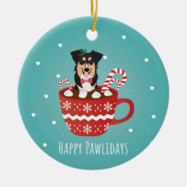 Aussie Mix Christmas Happy Pawlidays Keramik Ornament