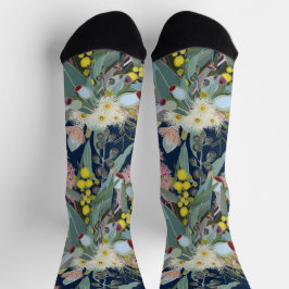 Aussie Native Bush Blooms Royal Blue Socken