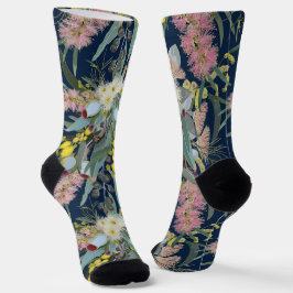 Aussie Native Bush Blooms Royal Blue Socken