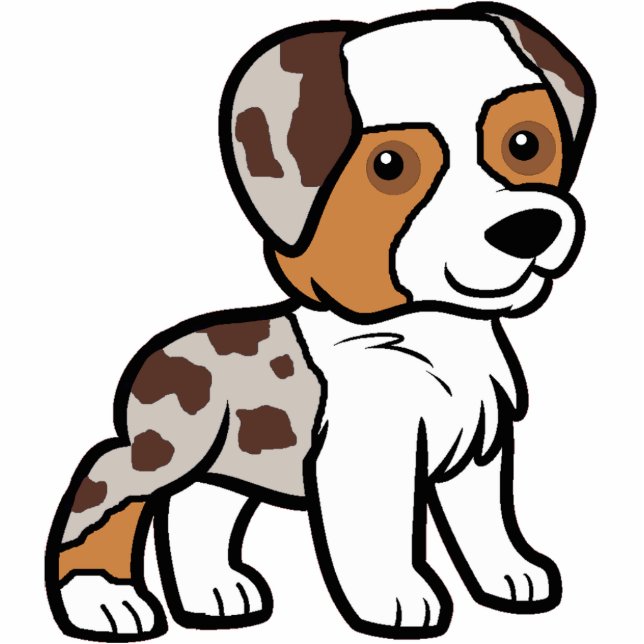 aussie Red merle Cartoon Fotoskulptur Schlüsselanhänger (Vorne)