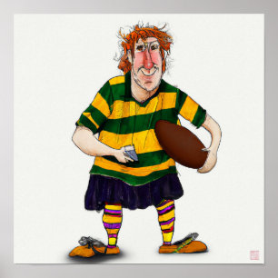 Aussie Rugby Player - Rugby Painting Print Poster