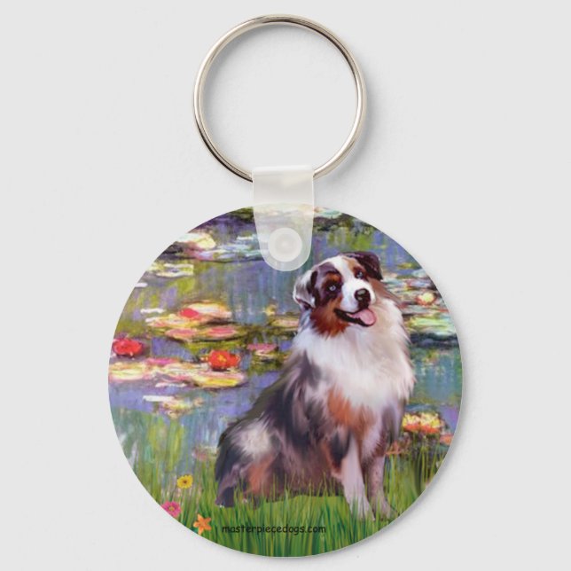 Aussie Shep 1 - Lilies #2 Schlüsselanhänger (Vorderseite)