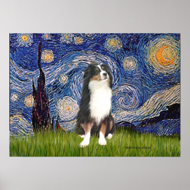 Aussie Shep (Tri2) - Starry Night Poster (Vorne)
