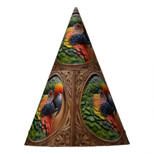 Aussie Spirit: Ein Lorikeet, das in geschnitztem H Partyhütchen