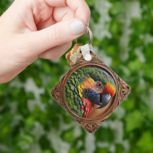 Aussie Spirit: Ein Lorikeet, das in geschnitztem H Schlüsselanhänger