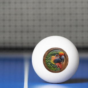 Aussie Spirit: Ein Lorikeet, das in geschnitztem H Tischtennisball
