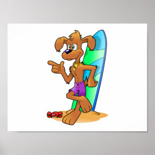 Aussie Surf Dog Poster
