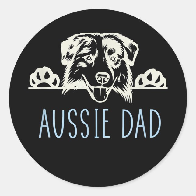 Aussie Vater mit Australian Shepherd Dog Runder Aufkleber (Vorderseite)