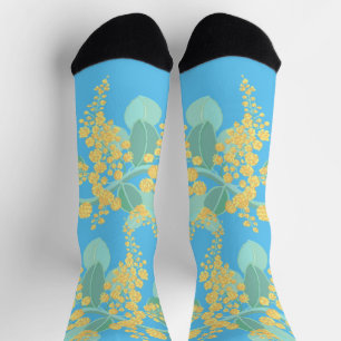 Aussie Wattle blüht grün und gold Socken