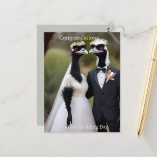 Aussie Wedding Australian Emus, Wedding Postkarte