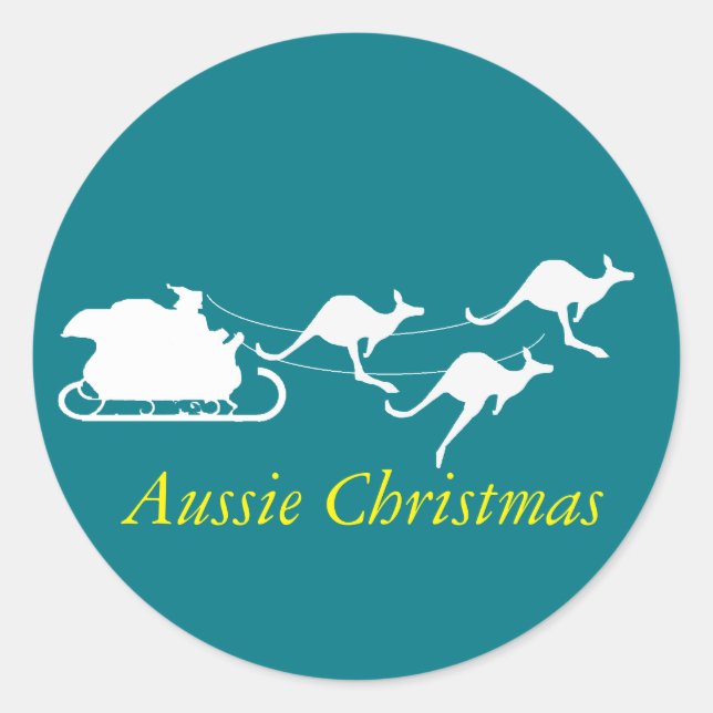 Aussie Weihnachtsaufkleber unter Weihnachtsfeierta Runder Aufkleber (Vorderseite)