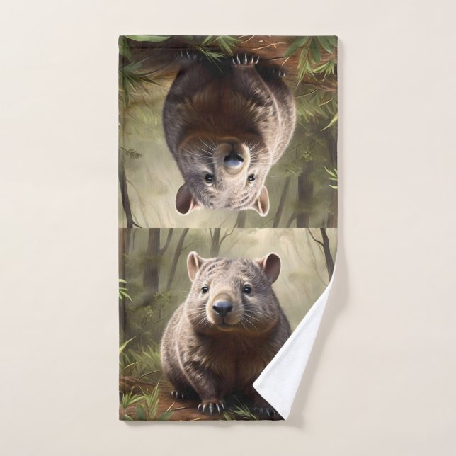 Aussie Wombat in Aussie Bushland, Handtuch (Handtuch)
