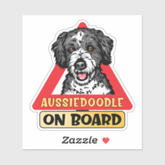 Aussiedoodle an Bord Doodle Dog Red Traffic Sign Aufkleber