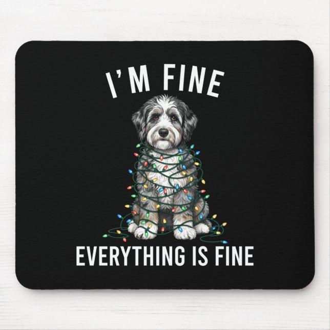 Aussiedoodle Christmas I'm Fine Everything Is Fine Mousepad (Vorne)
