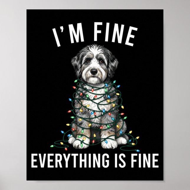 Aussiedoodle Christmas I'm Fine Everything Is Fine Poster (Vorne)