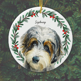 Aussiedoodle Christmas Wreath Personalisiert Keramik Ornament