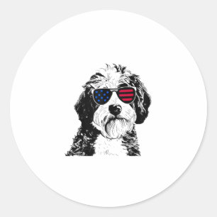 Aussiedoodle Dog 4. Juli USA Flagge Runder Aufkleber