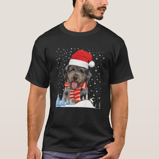 Aussiedoodle Dog Ugly Christmas Sweater Weihnachts T-Shirt (Vorderseite)