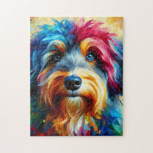 Aussiedoodle Hund Acryl Druck Bunt