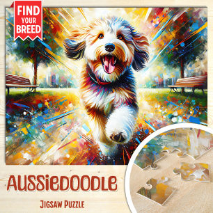 Aussiedoodle Hundeporträt Acryl-Kunst Druck Hund