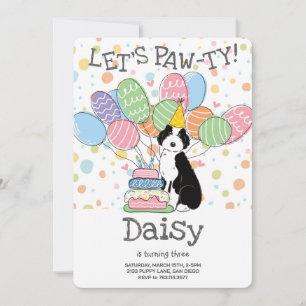 Aussiedoodle noir blanc Invitation de fête d'anniv