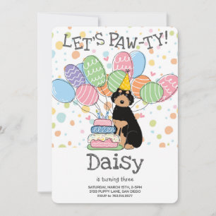 Aussiedoodle noir Tan Invitation de fête d'anniver