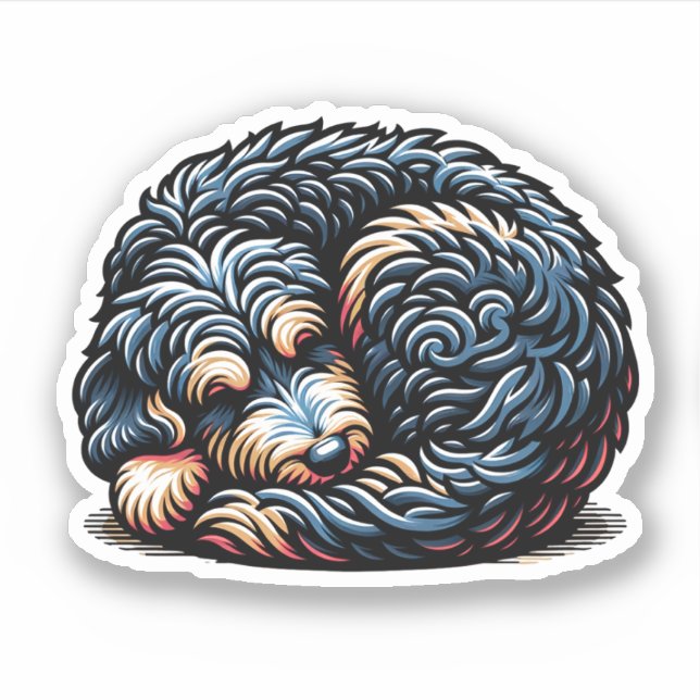Aussiedoodle Vinyl Waterproof Hundekleber Aufkleber (Vorderseite)