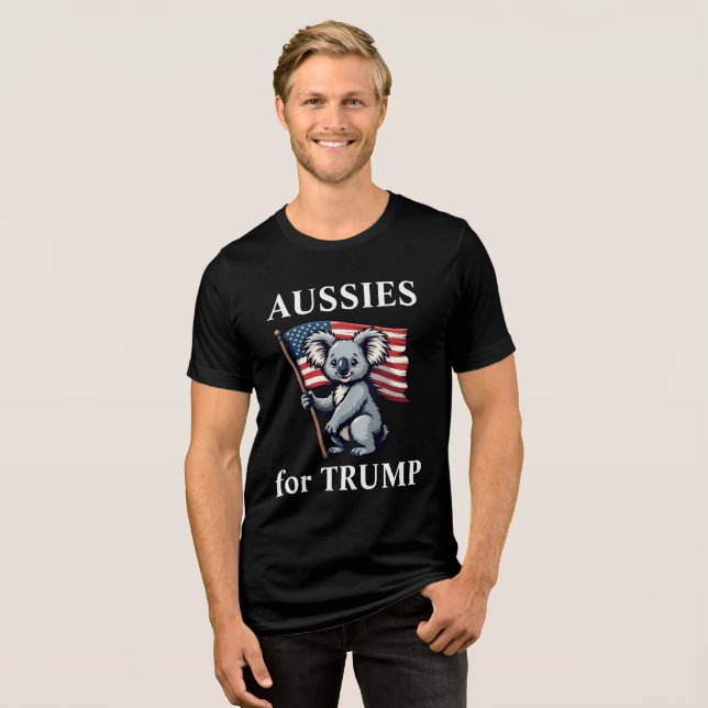 Aussien für Trump Koala Bear American Flag Tri-Blend Shirt (Vorderseite voll)
